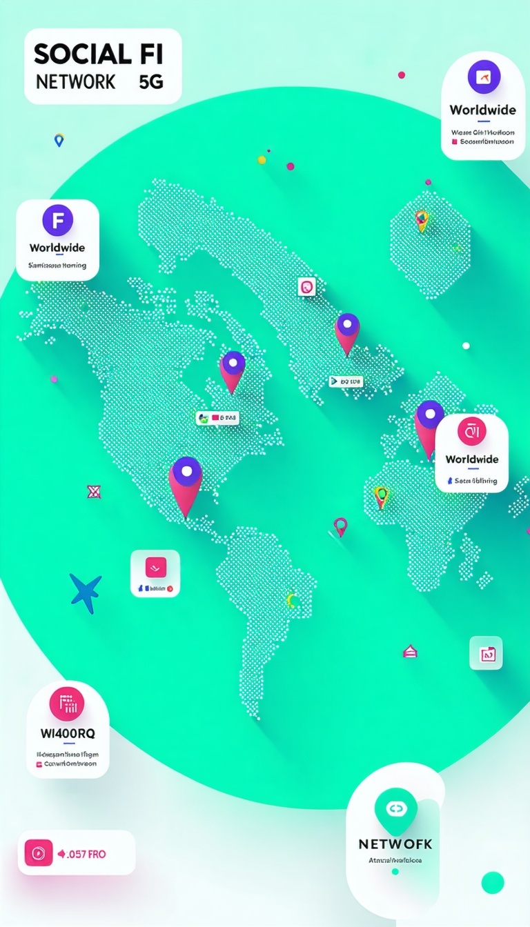 Landing page for SOCIAL FI NETWORK 5G Data Sim Network Worldwide network map-1